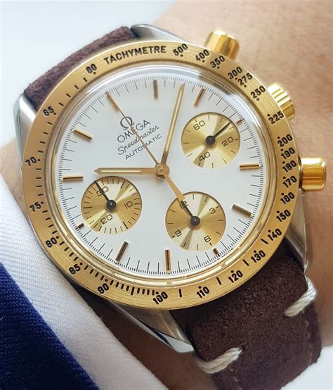 omega speedmaster gold steel|gold omega speedmaster.